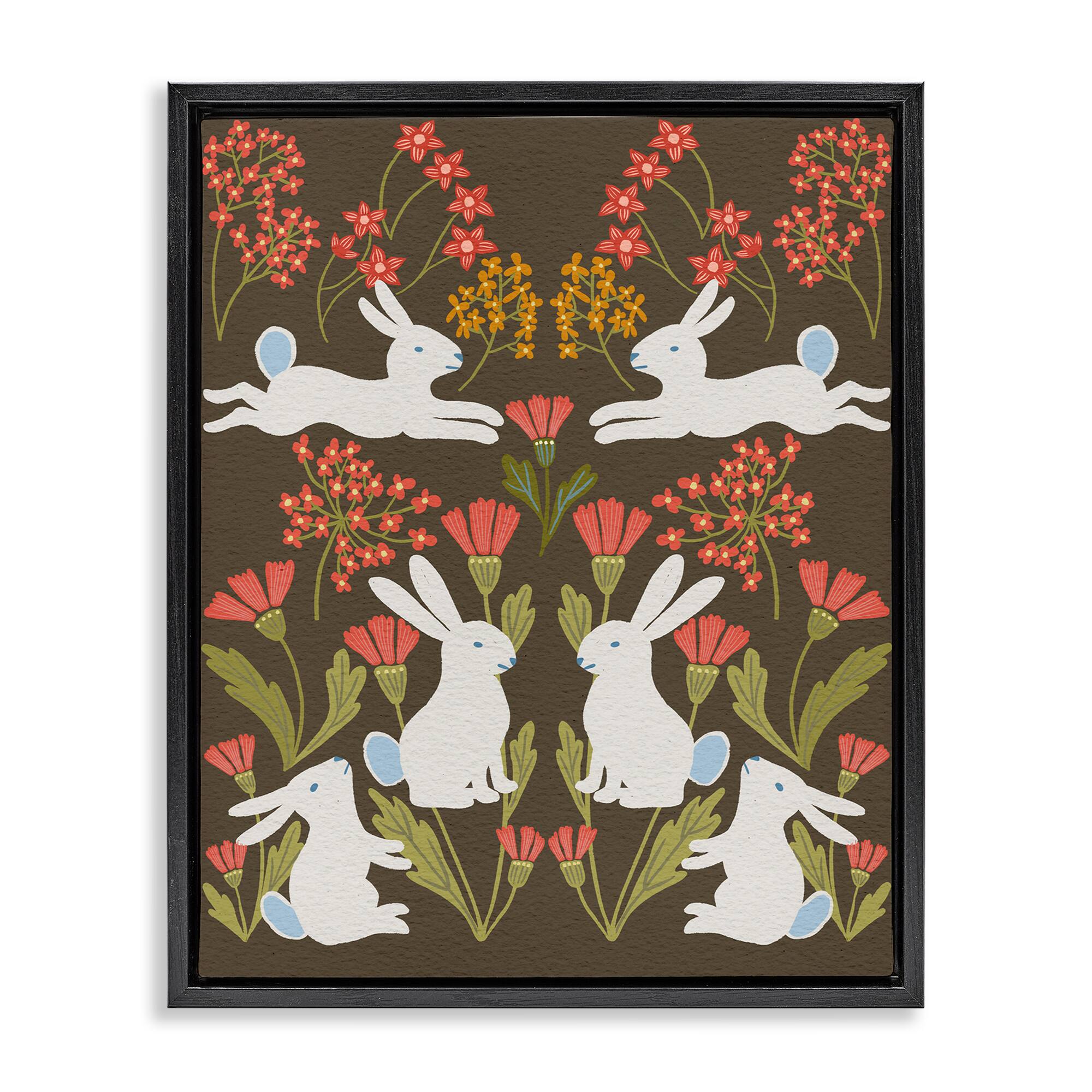 Stupell Industries Wild Spring Blooms & Rabbits Floating Frame Wall Art